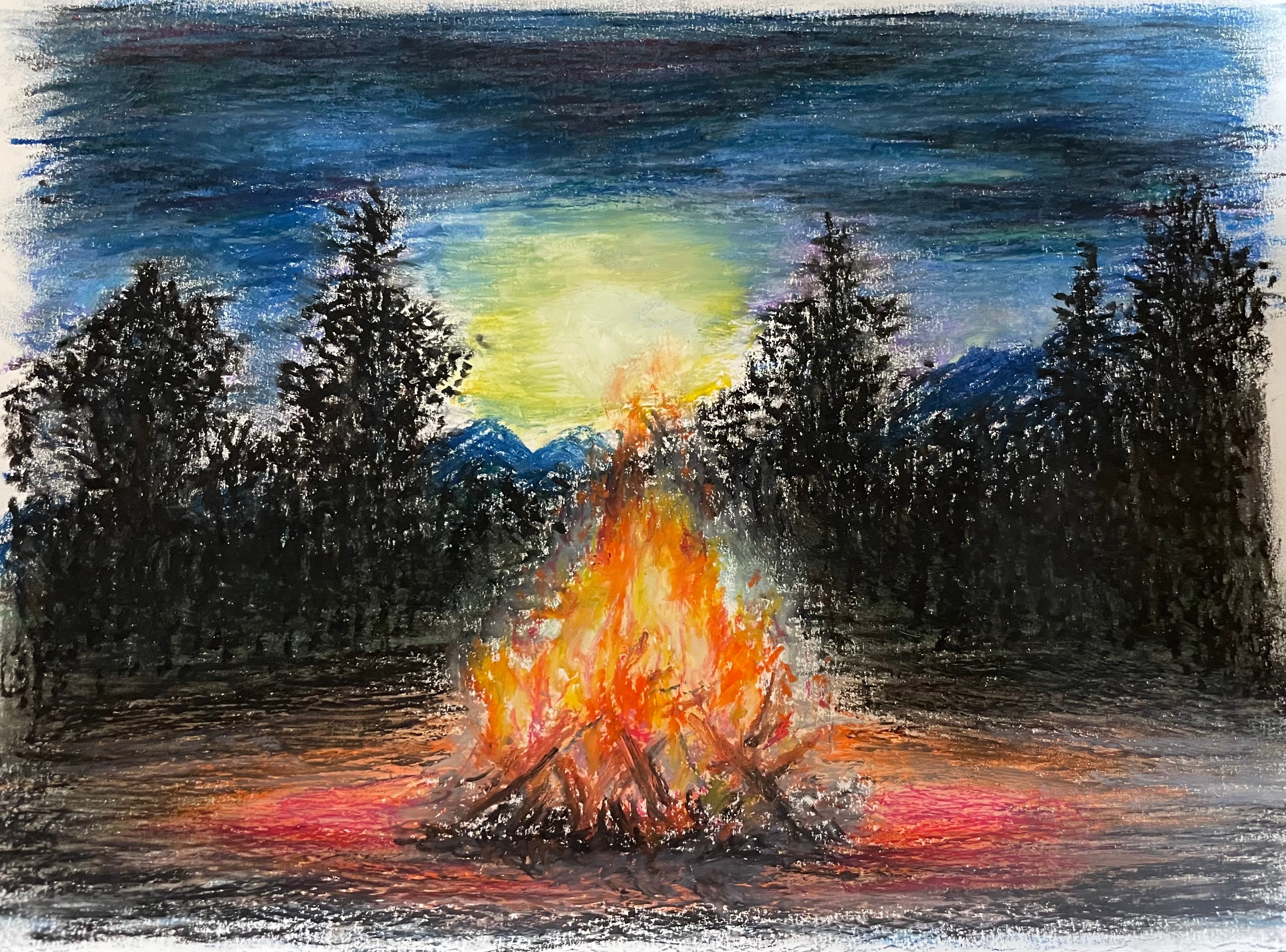 キャンプファイヤー挿絵(ただの絵です)／真白透夜の近況ノート - カクヨム