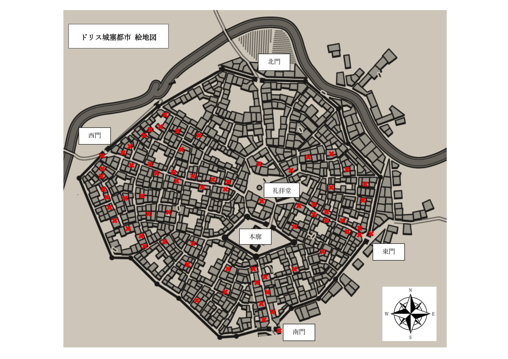 ドリス城塞都市 絵地図／秋山文里＠航跡シリーズ2作よろしく