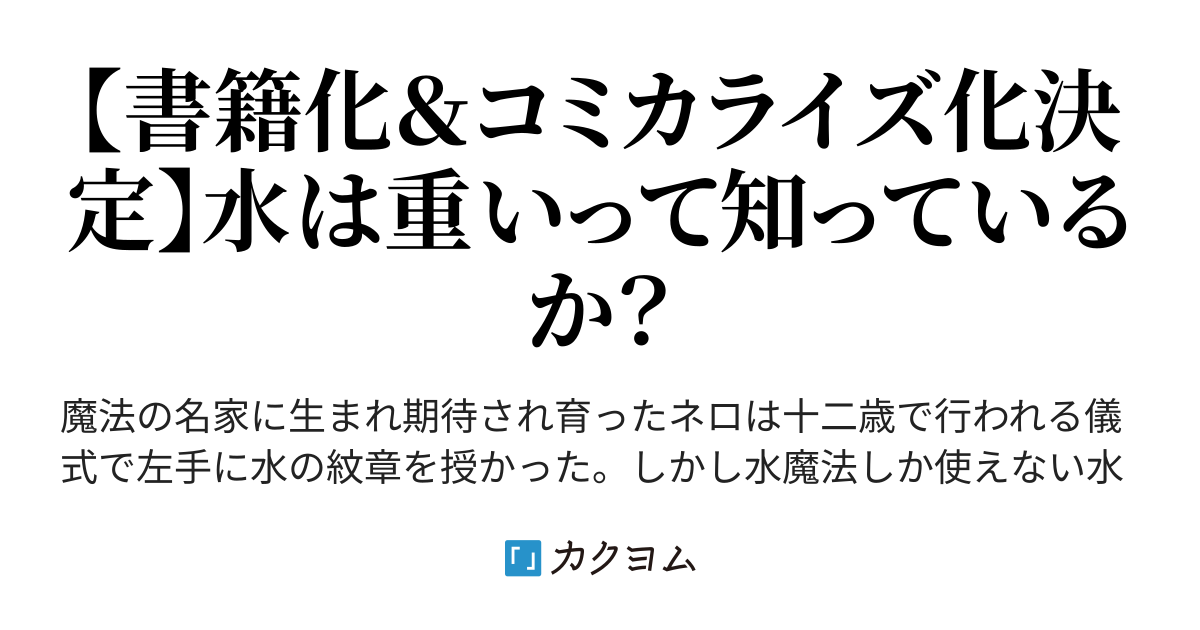 水魔法なんて使えないと家からも勇者パーティーからも追放されたけど 水が万能だと気がついたら水の賢者と呼ばれるまでに成長しました 今更水が欲しいと言われてもそう易々とは譲れないな 空地大乃 カクヨム